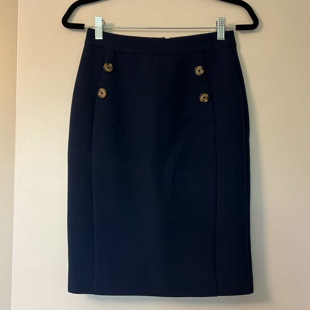 Navy blue pencil skirt